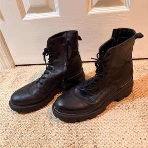 Sam Edelman Women's  ‘Garret’ Black leather  Lace-Up Combat Boots-US 8.5